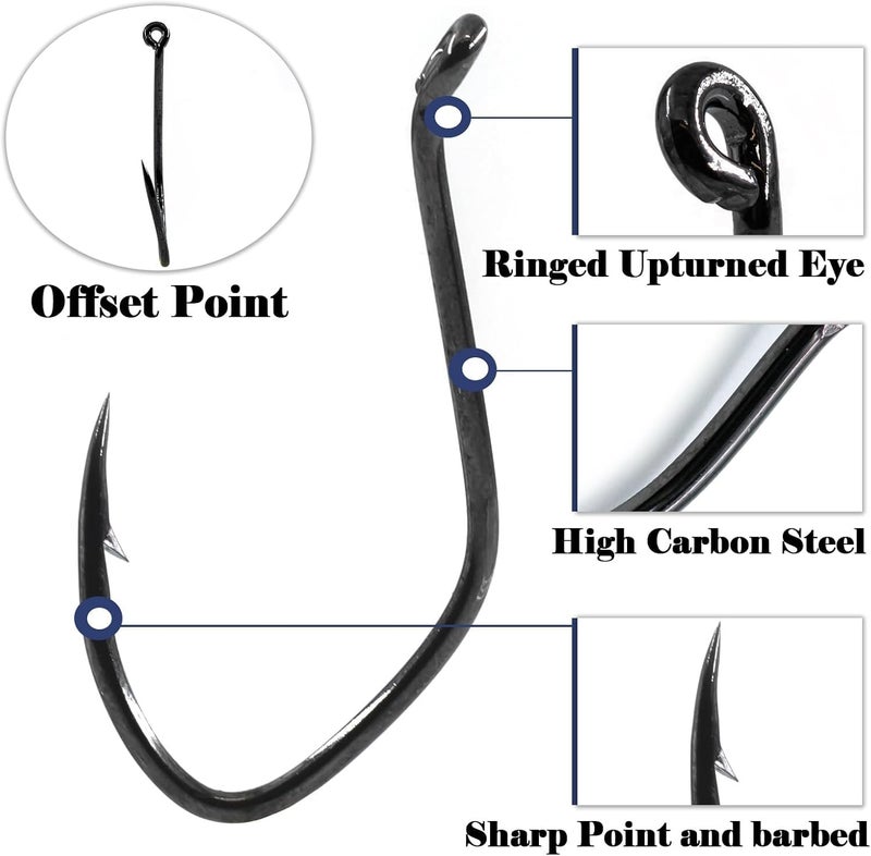 FishTrip Catfish Hooks Big River Hooks, 25/50pcs Live Cut Bait Fishing Hook for Catfishing Flathead Saltwater Freshwater - Image 2